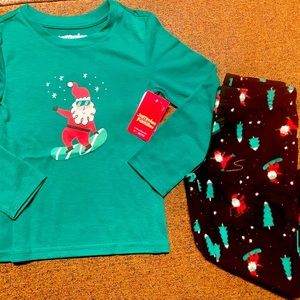 NEW Boys Jammies for Your Families Ski Santa pajama set, size 4